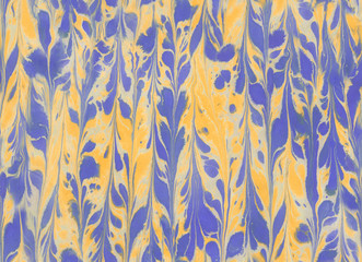 Seamless leaf pattern. Seamless abstract floral background.  Ebru turkish marbling. sumingashi. purple yellow.