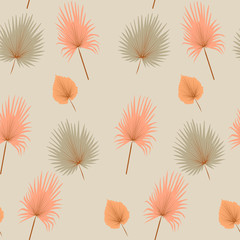 Seamless pattern with palm leaf. Editable vector illustration.