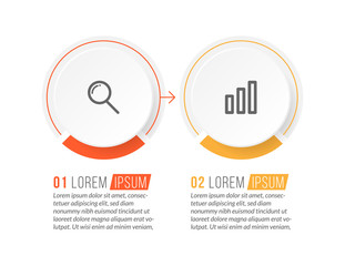 Minimal Business Infographics template. Timeline with 2 steps, options and marketing icons .Vector linear infographic with two conected elements. Can be use for presentation.