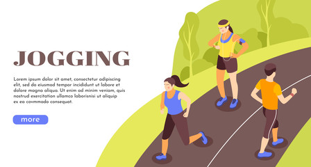 Jogging Website Isometric Background