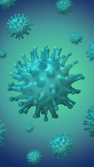 Fototapeta na wymiar Virus bacteria cells 3D render vertical background image. Flu, influenza, coronavirus model illustration. Covid-19 banner for social media, stories