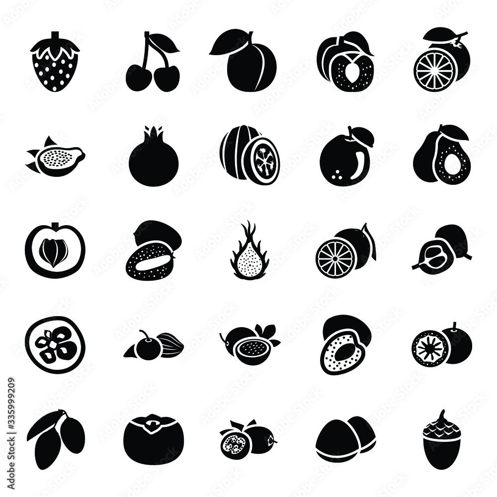 Canvas Prints fresh fruits glyph icons pack