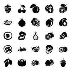 Fresh Fruits Glyph Icons Pack 