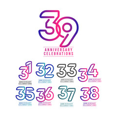 39 Years Anniversary Celebration Vector Template Design Illustration
