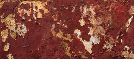 panoramic terracotta stucco background with cracks
