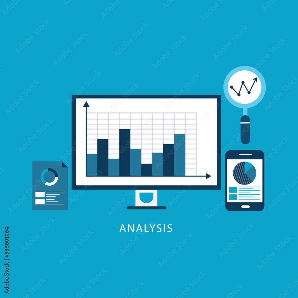 Poster statistics and data analysis concepts flat design
