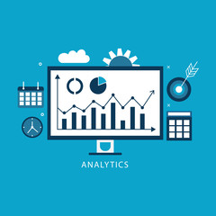 Data analysis & business information research solution concept with "analytics" Management and marketing concept