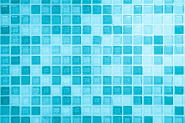Blue pastel ceramic wall and floor tiles abstract background. Design geometric mosaic texture decoration of the bedroom. Simple seamless pattern for backdrop advertising banner poster or web.
