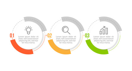 Minimal Business Infographics template. Timeline with 3 steps, options and marketing icons .Vector linear infographic with three conected elements. Can be use for presentation.