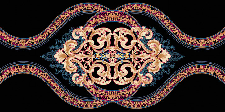 Decorated with elegant and luxurious patterns. Rococo, Baroque style, retro elements, invitation cards, textiles, wrapping paper and fabric design.