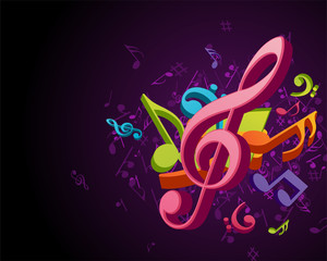 Mix of colorful music notes vector illustration