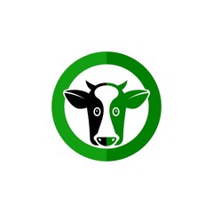 Farm animal logo, icon with cow isolated on white background