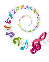 Colorful spiral of music notes vector illustration