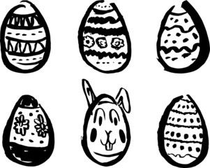 Set of hand drawn easter eggs sketches