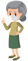 Fototapeta premium Female elderly wearing mask