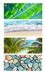 Set of horizontal banners with tropical scenes