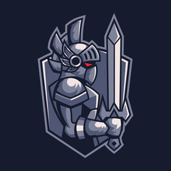 Knight Warrior swordsman logo design