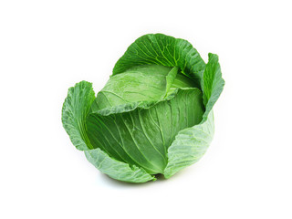 Obraz premium Green cabbage isolated on white background with clipping path.
