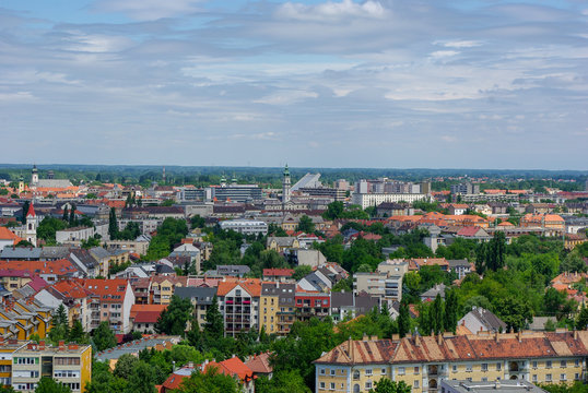 Aerial view of Gyor city center in 2011