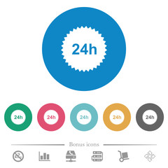 24h sticker flat round icons