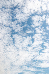 many small white clouds in the blue sky