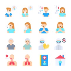 Coronavirus disease 2019 related icon set 1, flat style