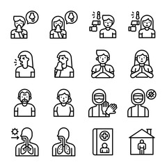 Fototapeta premium Coronavirus disease 2019 related icon set 1, line style