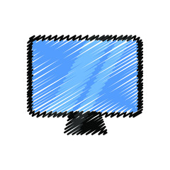 Computer monitor hand drawn icons. Vector elements for trendy and modern design. Hand drawn icons isolated on a white background. Vector illustration. Vintage icon