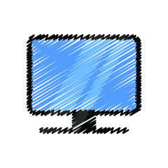 Computer monitor hand drawn icons. Vector elements for trendy and modern design. Hand drawn icons isolated on a white background. Vector illustration. Vintage icon