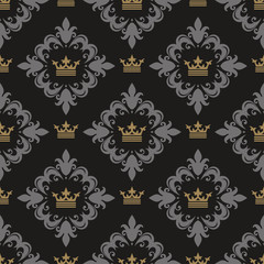 Royal wallpaper, seamless pattern. Textile design texture. Vector image.