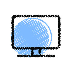 Computer monitor hand drawn line icons. Stroke vector elements for trendy and modern design. Vector hand drawn line icons isolated on a white background. Vector illustration. Vintage texture icons.