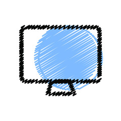 Computer monitor hand drawn line icons. Stroke vector elements for trendy and modern design. Vector hand drawn line icons isolated on a white background. Vector illustration. Vintage texture icons.