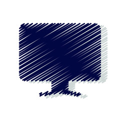 Computer monitor hand drawn solid icons. Stroke vector elements for trendy and modern design. Vector hand drawn solid icons isolated on a white background. Vector illustration. Vintage texture icons