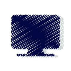 Computer monitor hand drawn solid icons. Stroke vector elements for trendy and modern design. Vector hand drawn solid icons isolated on a white background. Vector illustration. Vintage texture icons