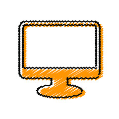 Computer monitor hand drawn icons. Stroke vector elements for trendy and modern design. Vector hand draw icons isolated on a white background. Vector illustration