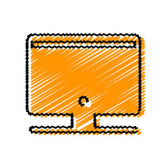 Computer monitor hand drawn icons. Stroke vector elements for trendy and modern design. Vector hand draw icons isolated on a white background. Vector illustration