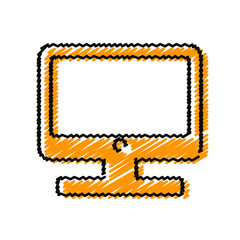 Computer monitor hand drawn icons. Stroke vector elements for trendy and modern design. Vector hand draw icons isolated on a white background. Vector illustration