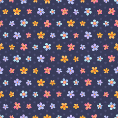 Fototapeta na wymiar Seamless pattern with multicolored flowers