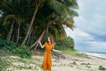 beautiful woman swimsuit tropics beach