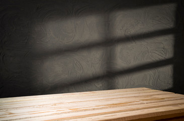 Empty top of natural stone table and grey wall background. For product display