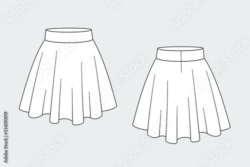 pleated skirt technical drawing