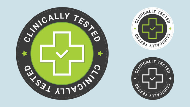 Clinically tested insignia stamp. Vector certificate icon. Vector combination for flat style certificate.