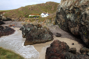 Lizard (England), UK - August 16, 2015: Lizard Peninsula area and beaches, Cornwall, England,...
