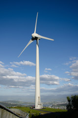 Brooklyn wind turbine on windy day, wellington