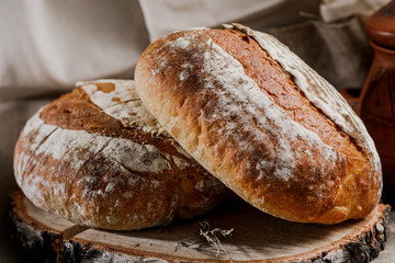 Home bread. Sourdough bread. Whole-grain rye bread