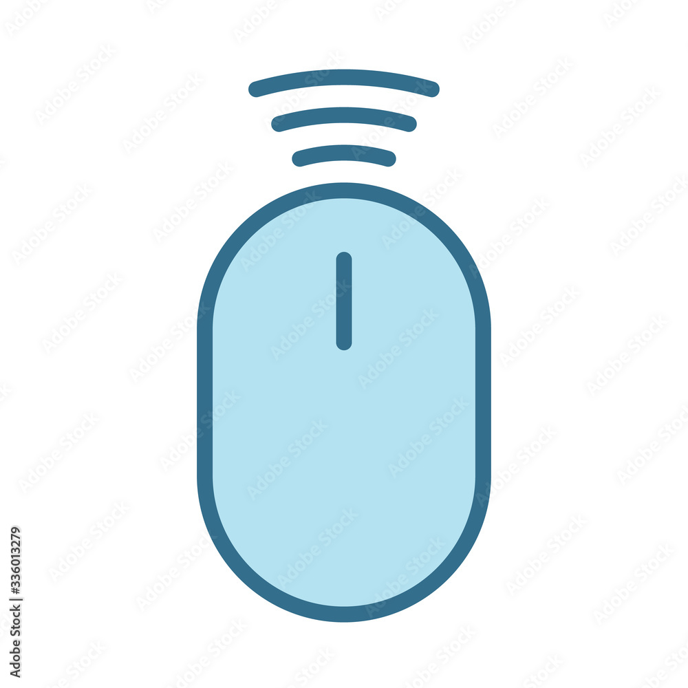 Aufkleber computer mouse lineal blue icon isolated on white background. smart device technology flat vector ic