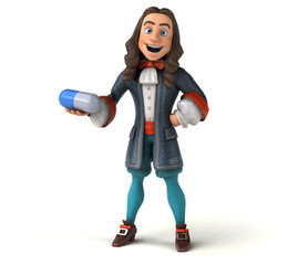 3D Illustration of a cartoon man in historical baroque costume