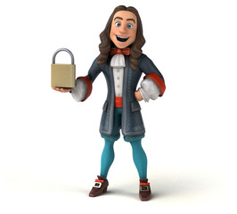 3D Illustration of a cartoon man in historical baroque costume