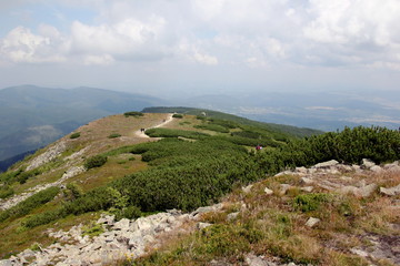 Fototapeta na wymiar Beskids mountains in Poland. Landscape of peak Diablak
