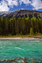 Canada, lake, mountain, landscape, water, nature, mountains, sky, blue, snow, view, forest, summer, panorama, reflection, travel, clouds, beautiful, park, green, alberta, scenic, scenery, cloud